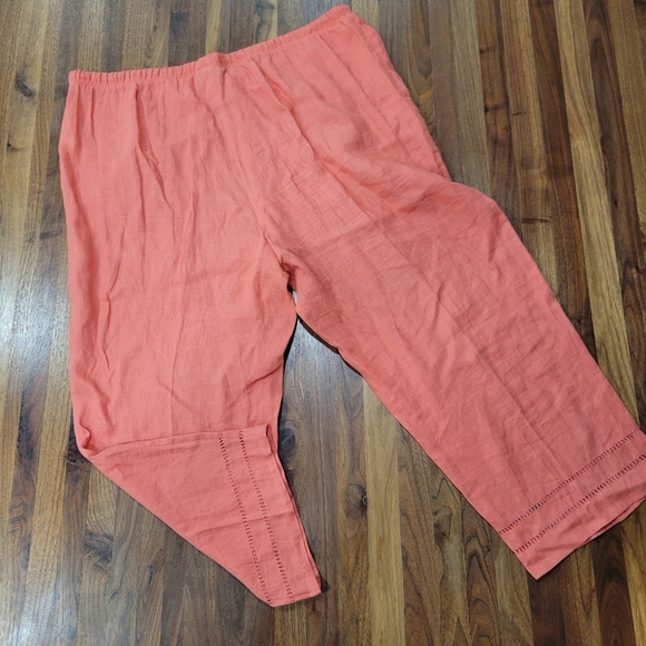 David Dart 100% Linen Crop Pants Coral Pink Size 1X - Picture 2 of 9